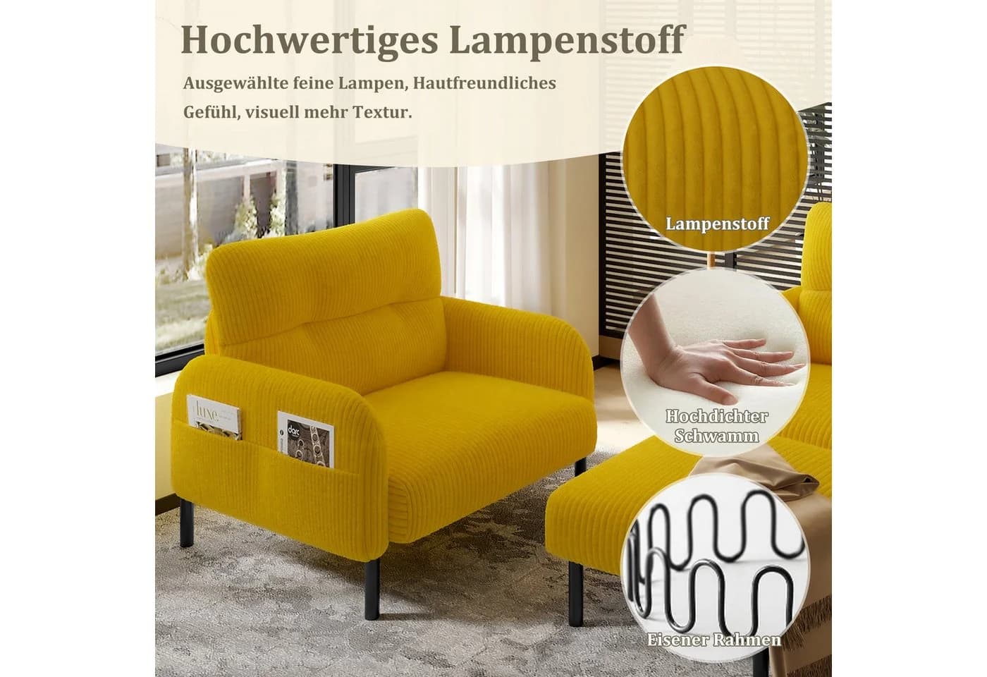 LVHOM Sofa Polstergarnitur Modular Kombinierbar - Bild 4