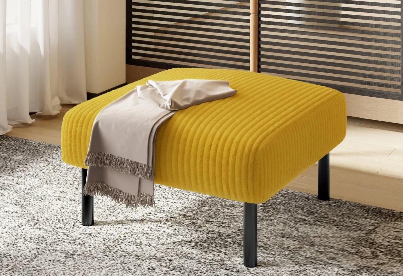 LVHOM Sofa Polstergarnitur Gelb Modular mit Hocker - Bild 2
