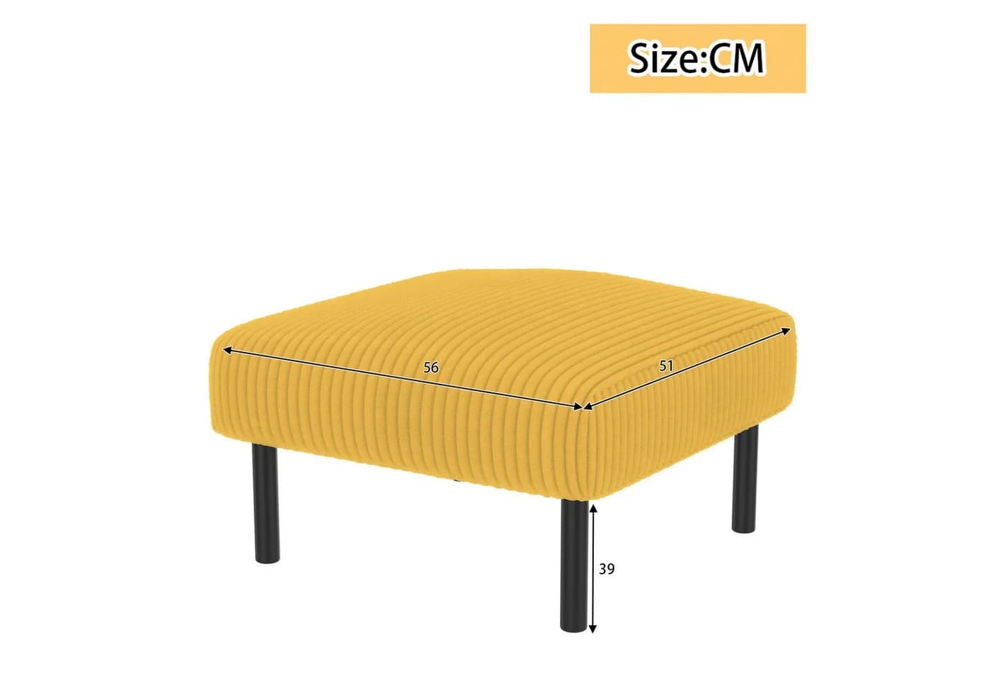 LVHOM Sofa Polstergarnitur Gelb Modular mit Hocker - Bild 3