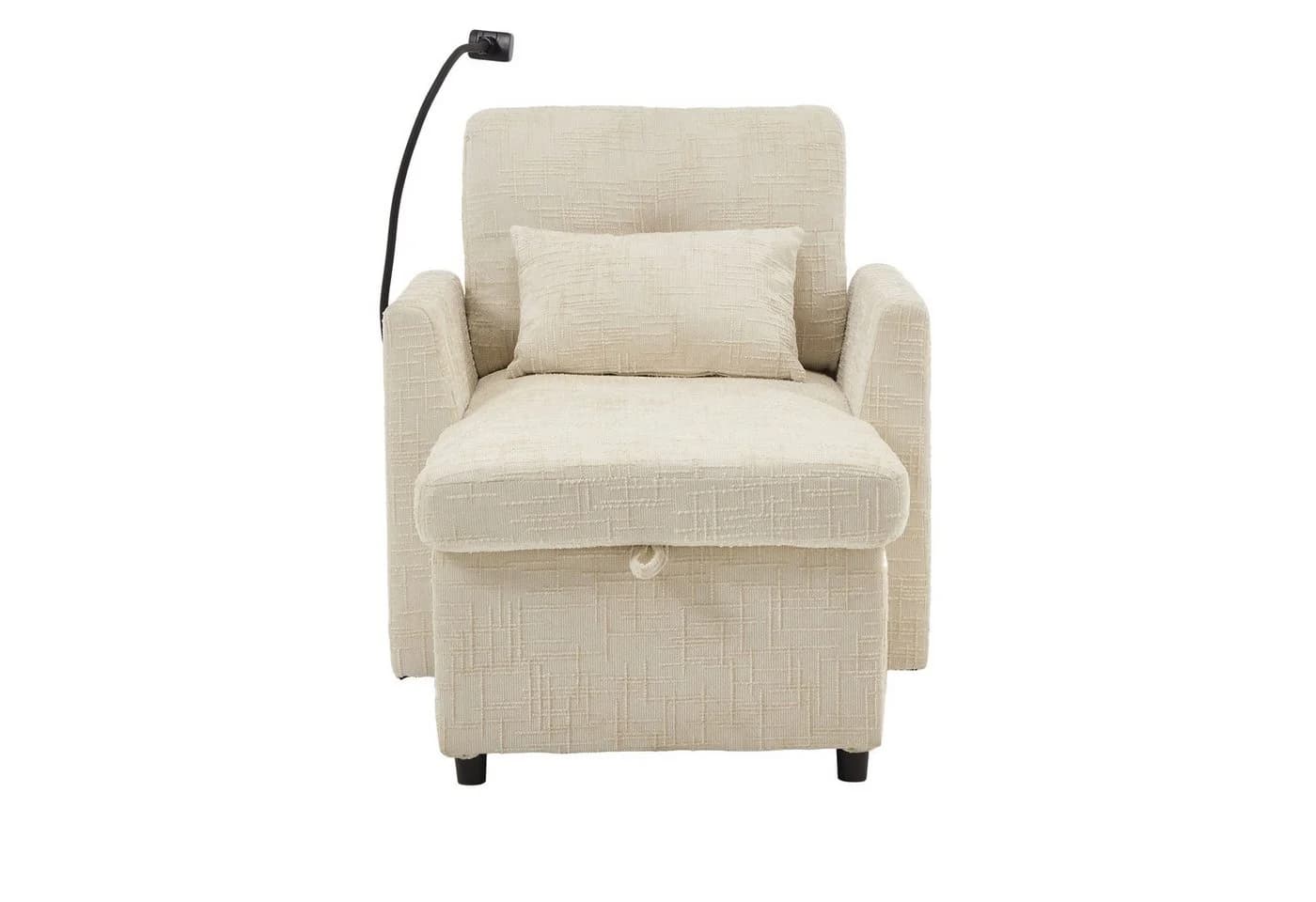 LVHOM Relaxsessel Chaiselongue Beige mit Stauraum & Handyhalter - Bild 1