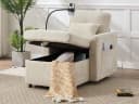 LVHOM Relaxsessel Chaiselongue Beige mit Stauraum & Handyhalter Bild 2