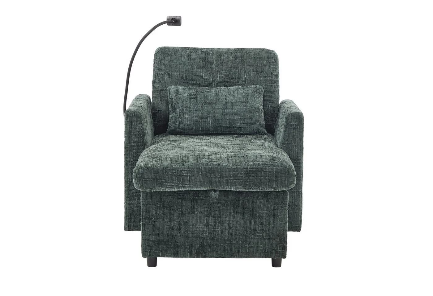 LVHOM Relaxsessel Chaiselongue mit XXL-Stauraum und Handyhalter Grün - Bild 1