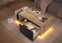 LVHOM Couchtisch Retro Sideboard mit LED & Cleverem Stauraum Holz-Metall-Design Bild 2