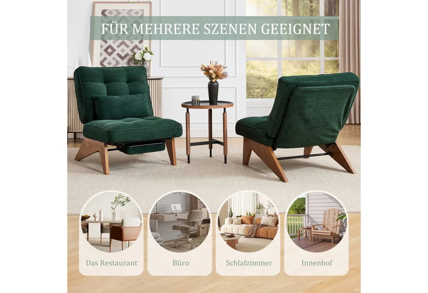 LVHOM Relaxsessel Verstellbarer Loungesessel mit Fußstütze & Lendenkissen - Bild 5