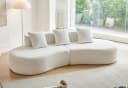 LVHOM Loungesofa 3-Sitzer Samt Weiß Geschwungenes Design Bild 2