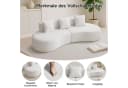 LVHOM Loungesofa 3-Sitzer Samt Weiß Geschwungenes Design Bild 5
