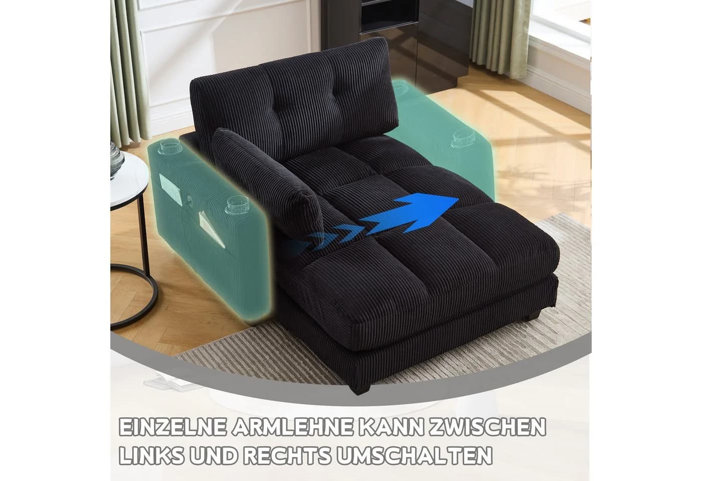 LVHOM Polsterliege Ottomane USB-Ladeanschlüsse - Bild 4