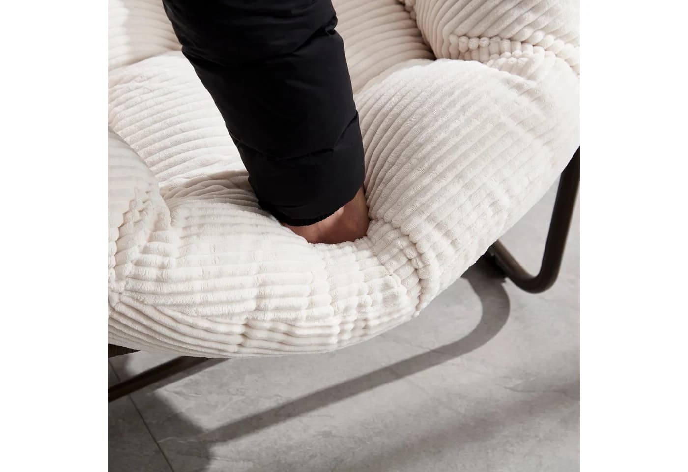 LVHOM Schaukelstuhl Rattan Stahlrahmen Lounge Sessel - Bild 5
