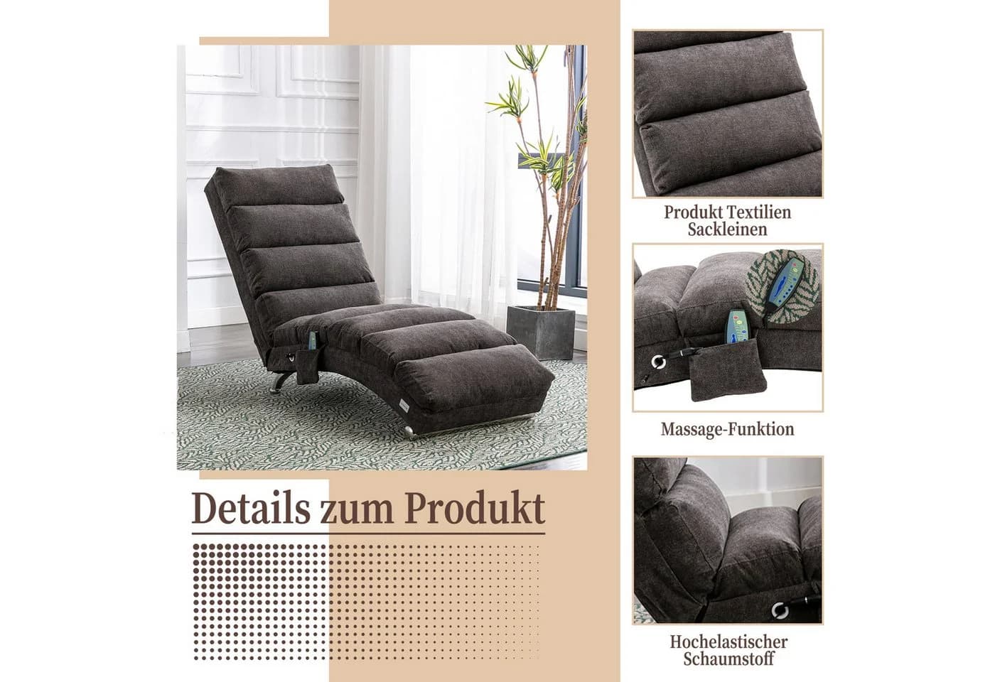 LVHOM Relaxsessel Sackleinen Massage-Liege INDOOR PREMIUM - Bild 4