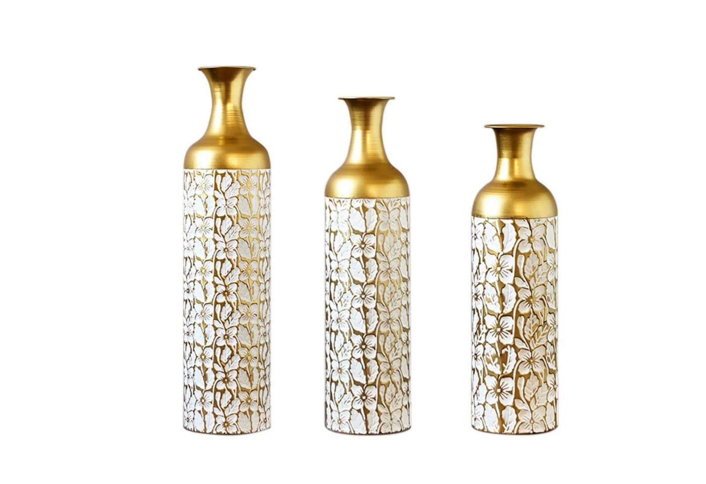 LVHOM Dekovase Bodenvase 3-tlg. Metall-Vasen-Set Gold