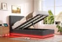 LVHOM Polsterbett 90x200 cm mit Bettkasten, LED & USB, Samt grau Bild 2