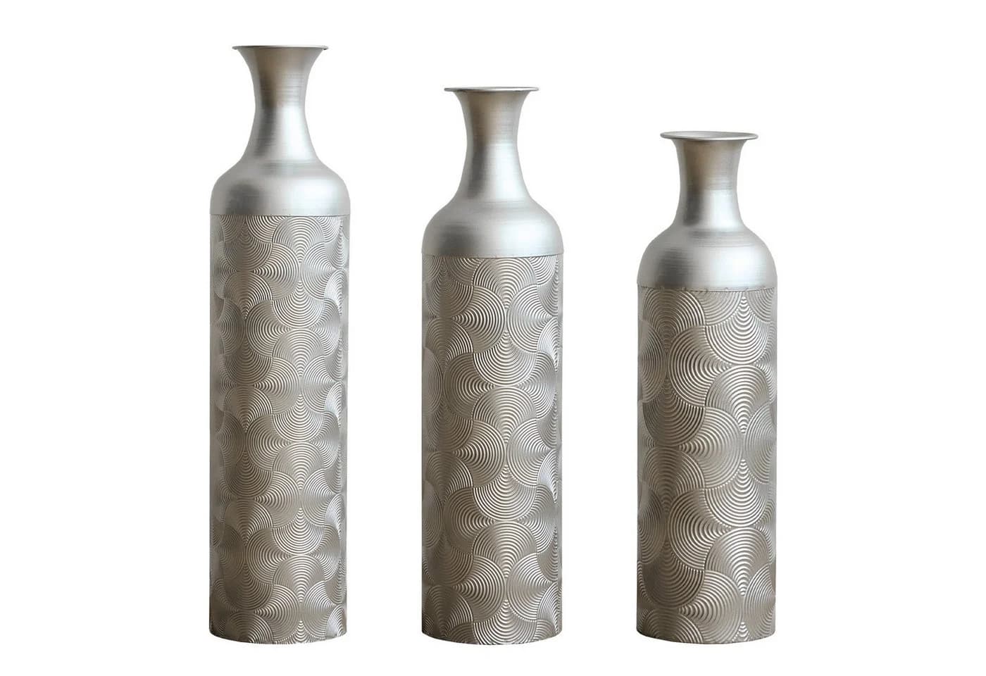 LVHOM Dekovase Metall-Vasen-Set Silber 3-tlg. Geometrisches Design