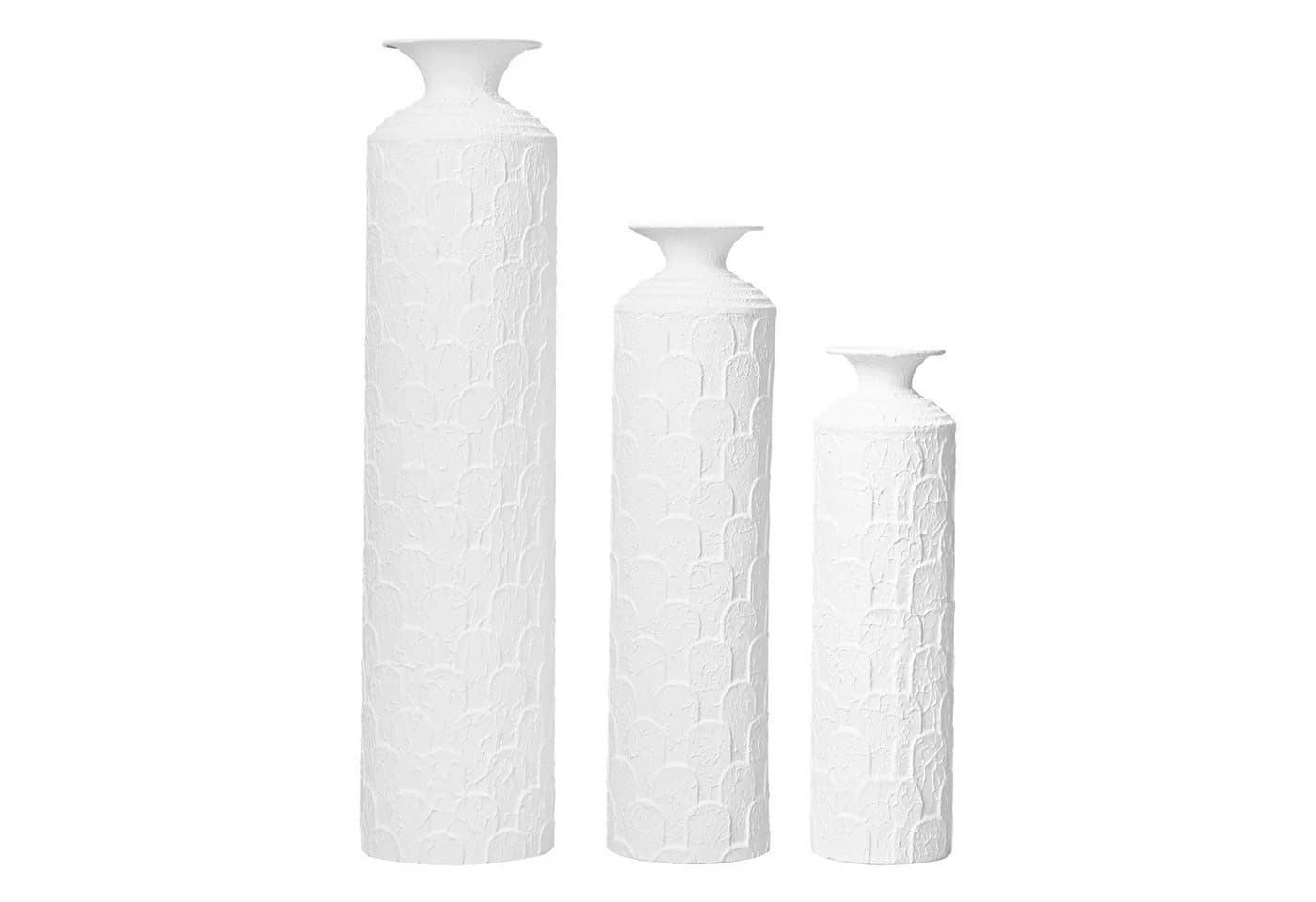 LVHOM Dekovase Bodenvase 3 tlg. Weiß Geometrisches Metall-Set