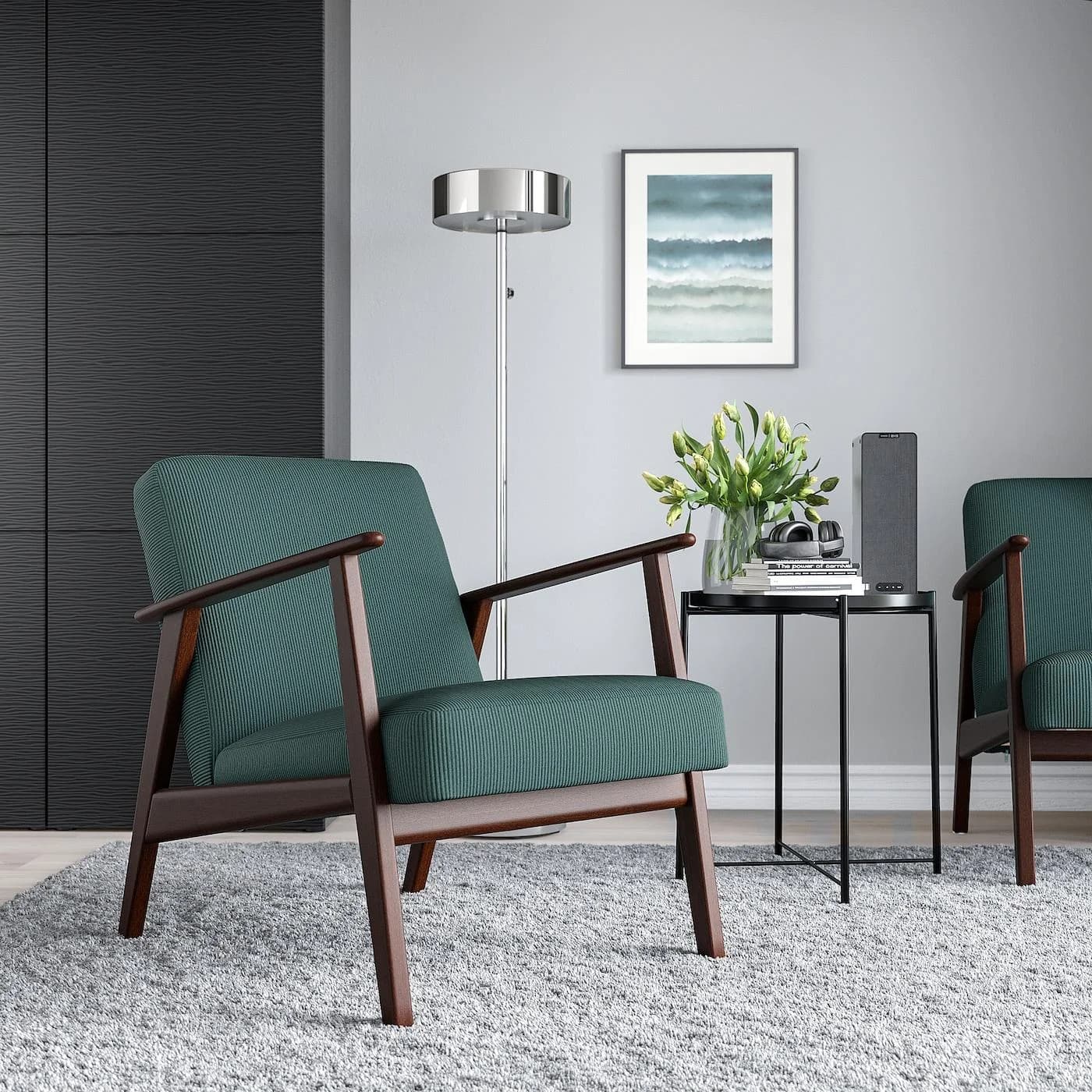 IKEA EKENÄSET Sessel Retro Grau/Türkis Skandinavisches Design