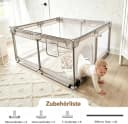 MC Star Laufstall Baby Grau mit Netzdesign und Matte Bild 3