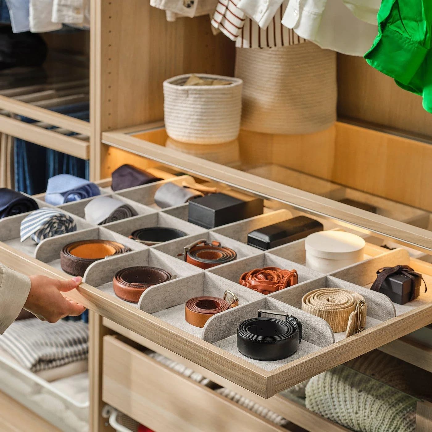 IKEA KOMPLEMENT Ausziehboden mit Trennsteg Hellgrau Eicheneffekt