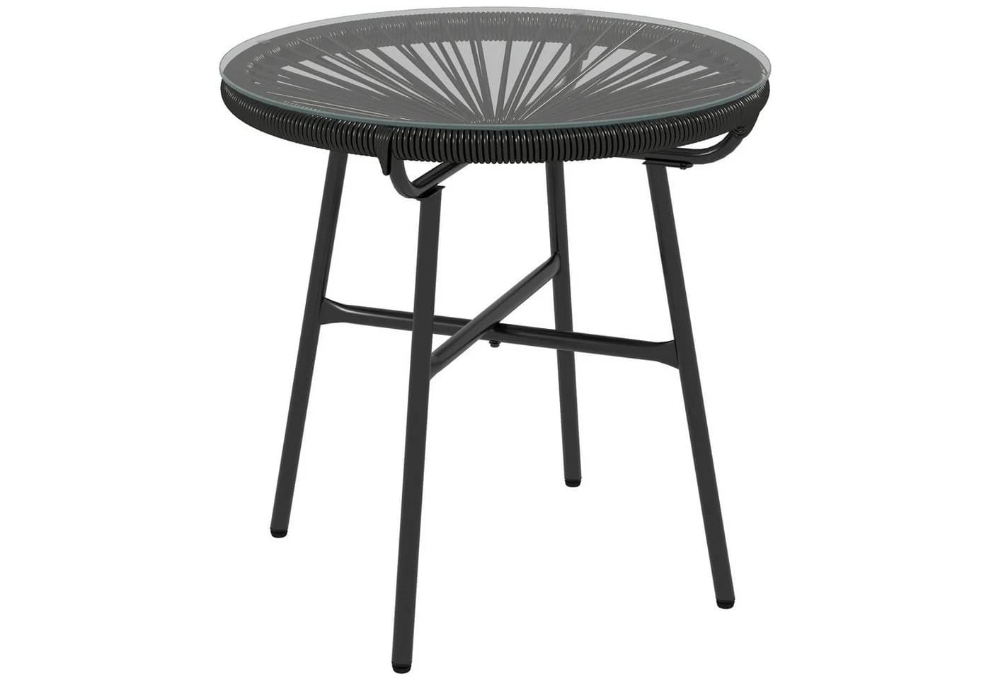 MC Star Gartentisch Boho-Stil Schwarz PE-Rattan Glas - Bild 2