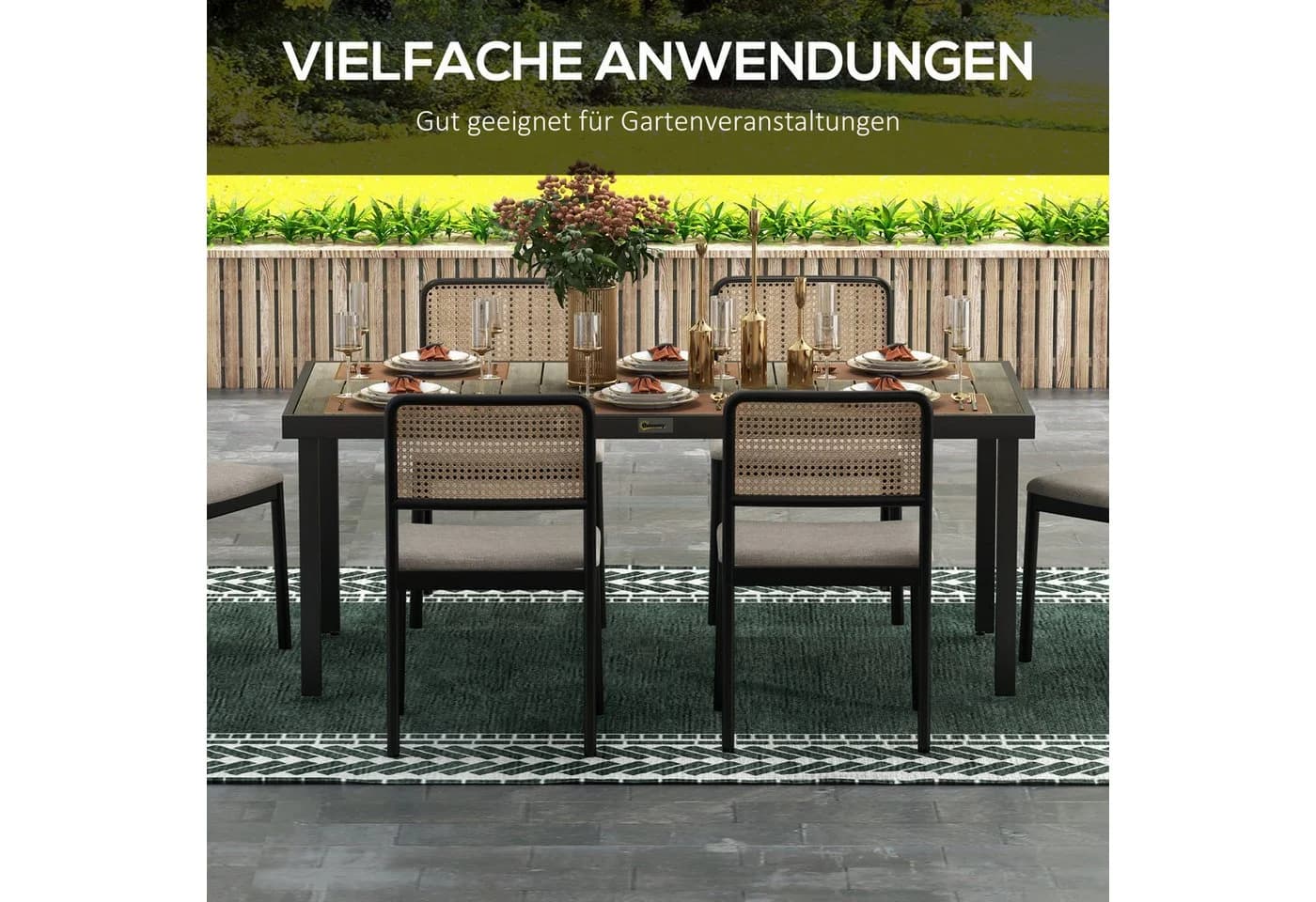MC Star Gartentisch für 8 Personen - Outdoor-Tisch Naturholz