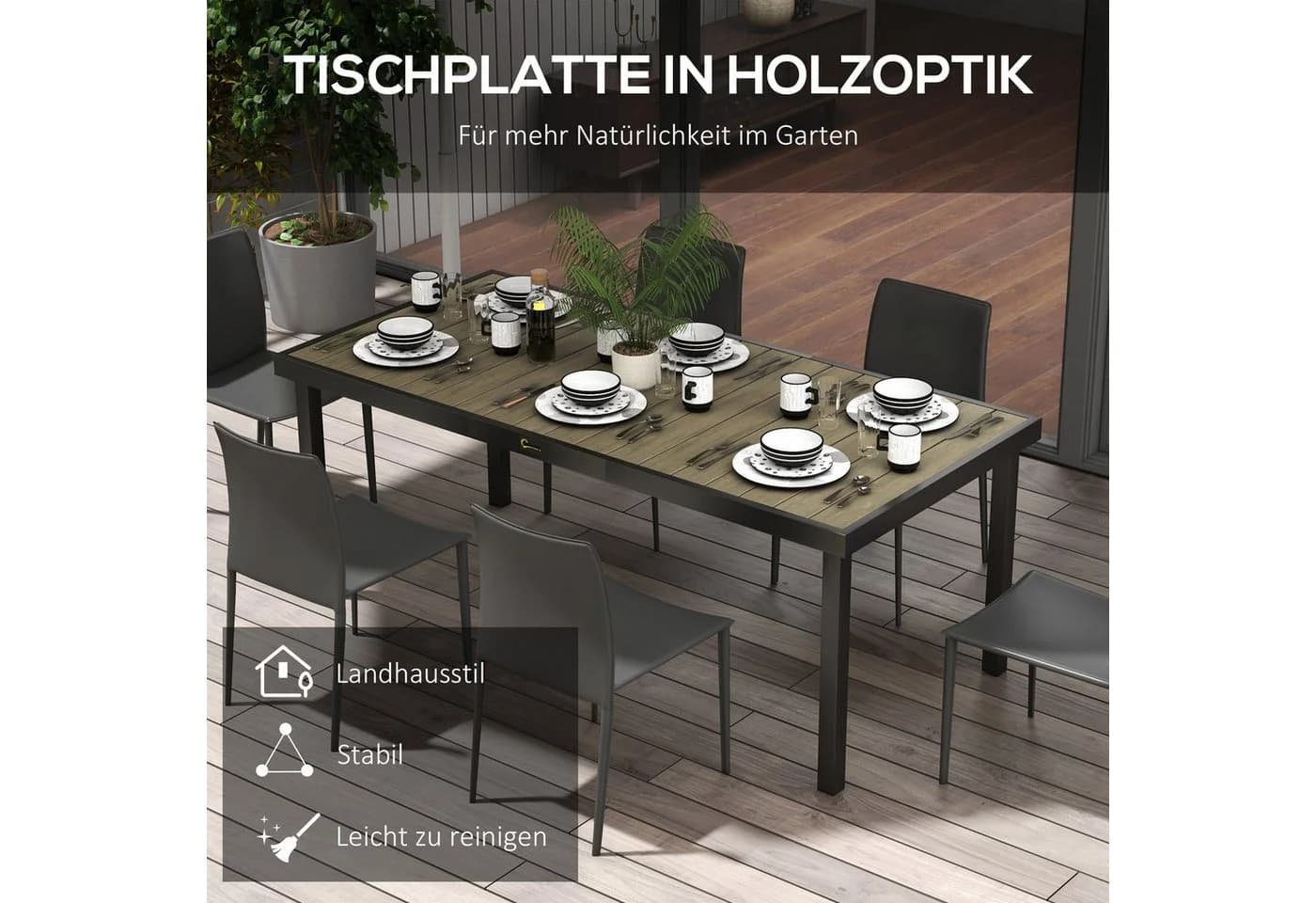 MC Star Gartentisch für 8 Personen - Outdoor-Tisch Naturholz - Bild 5