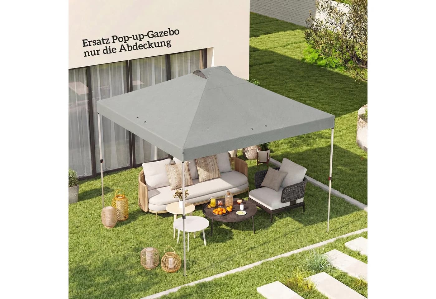 MC Star Pavillon-Dach Ersatz UV50+ wasserfest Grau - Bild 5