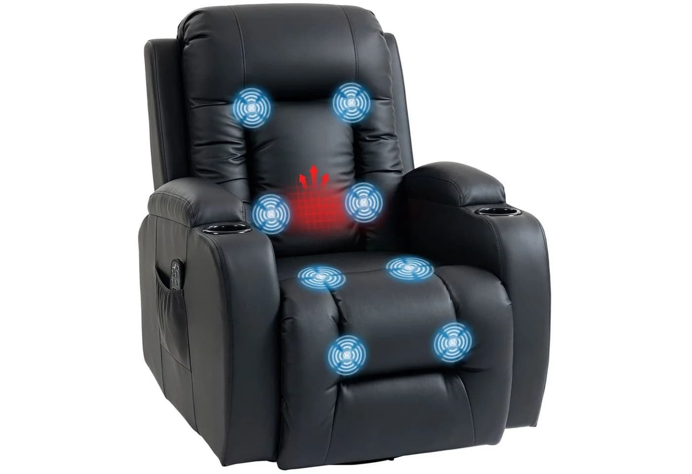 MC Star Relaxsessel Massagesessel mit Wipp-, Liege- & Wärmefunktion Schwarz - Bild 2