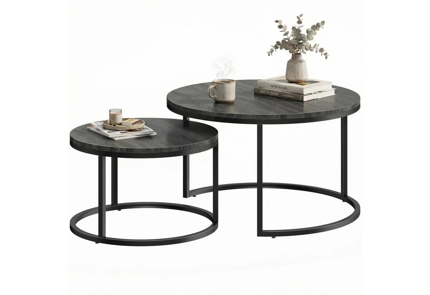 MC Star Satztisch Set 2-tlg. Grau MDF Metallgestell Stapelbar - Bild 2