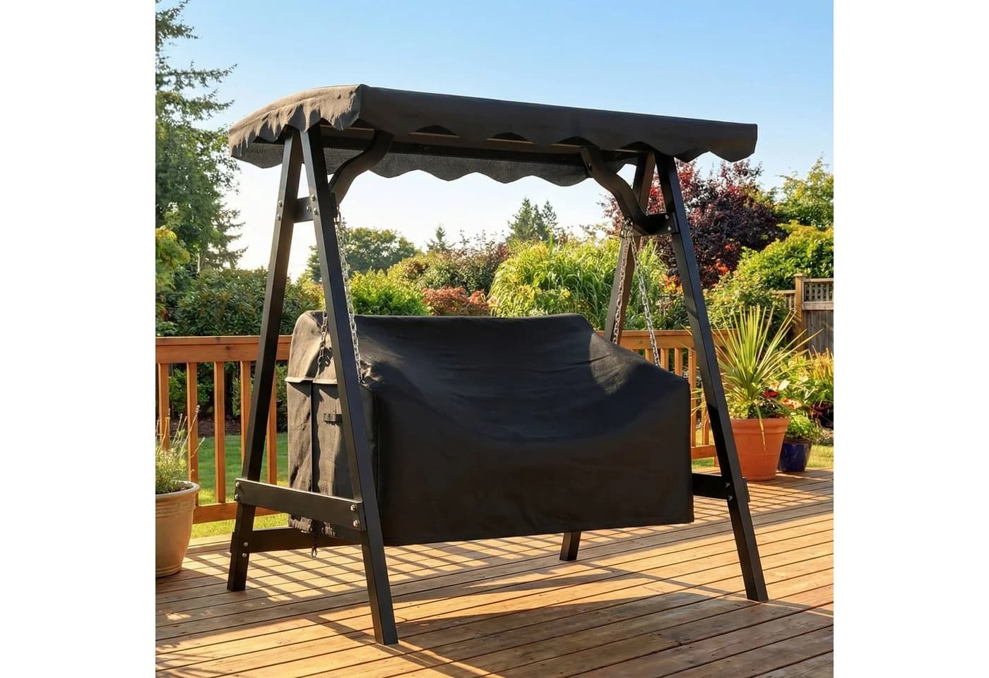 MC Star Gartenschaukel-Abdeckung 2-Sitzer Schwarz Wasserdicht UV-beständig - Bild 5