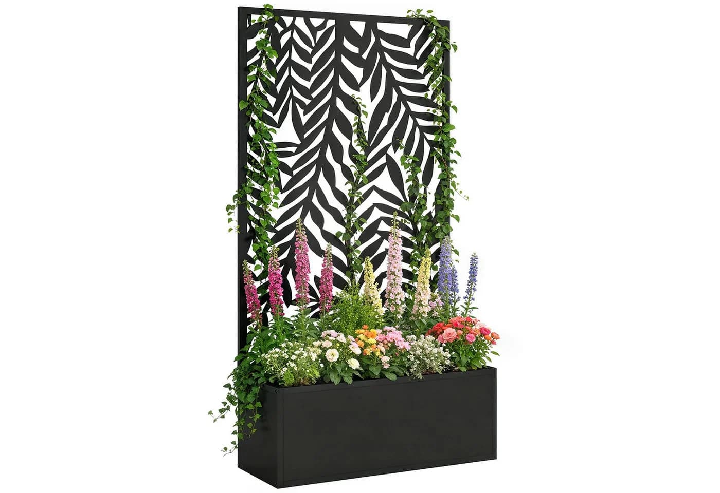 MC Star Blumenkasten mit Rankgitter und Sichtschutz Schwarz - Bild 2