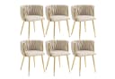 LVHOM Esszimmerstuhl Set 6-tlg. Beige Samt Goldener Rahmen Bild 2