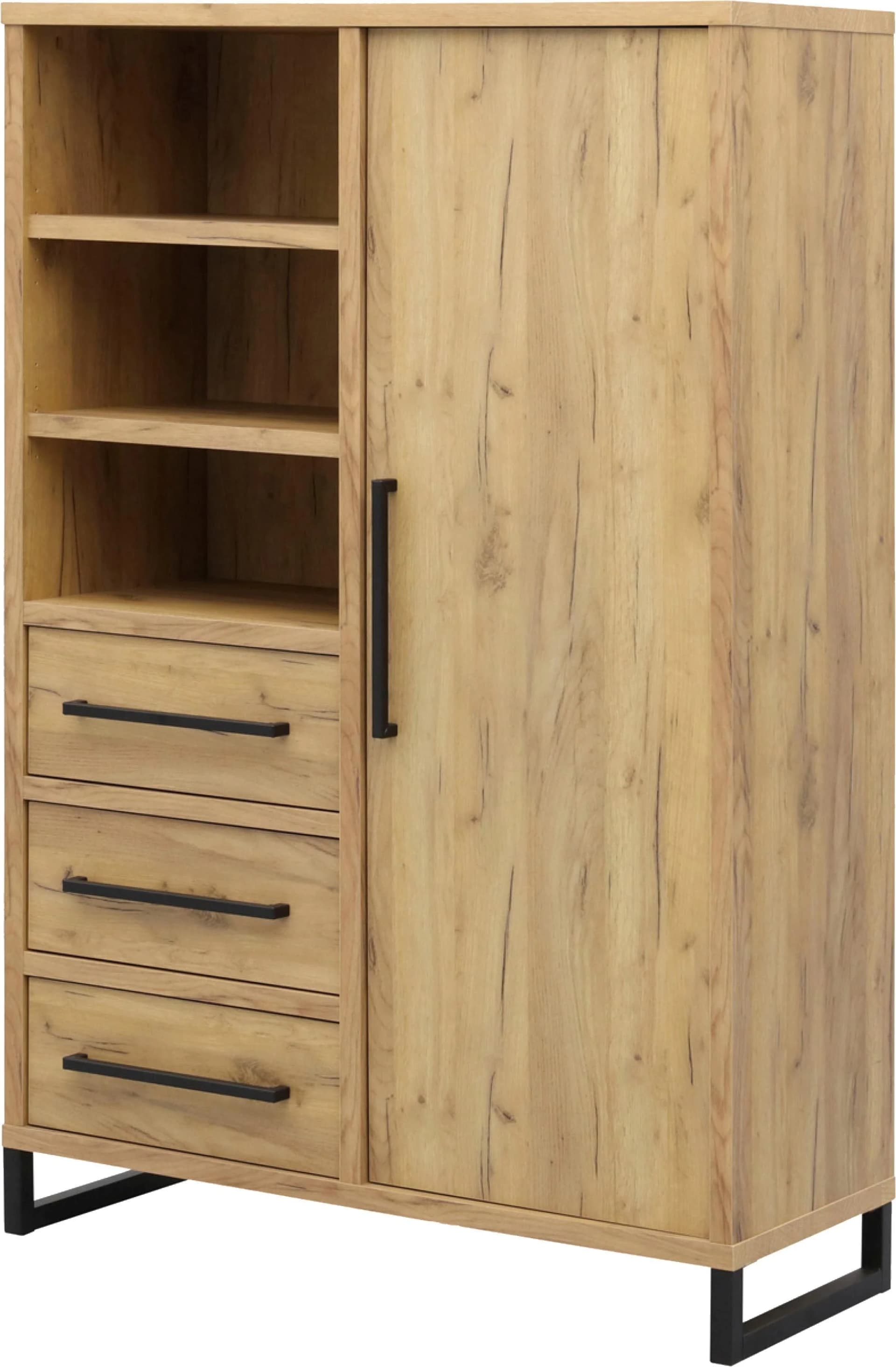 OMG DESIGN Barschrank Ronda Smoked Oak mit Metallgestell