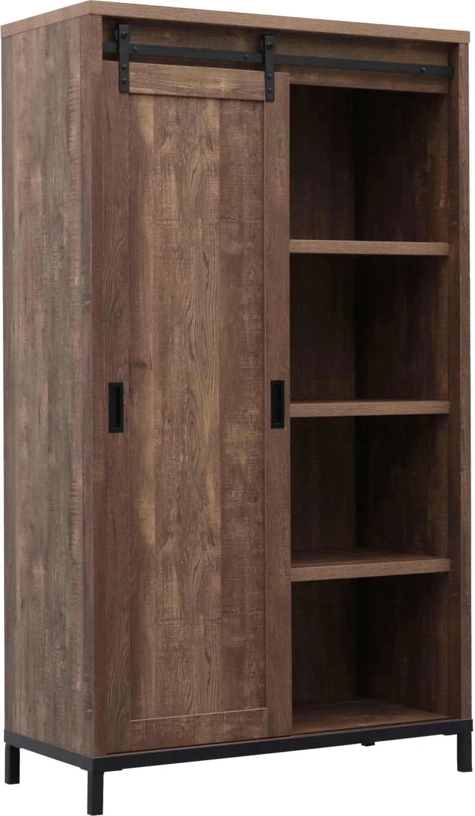 OMG DESIGN Stanley Wohnzimmerschrank braun mit Schiebetür