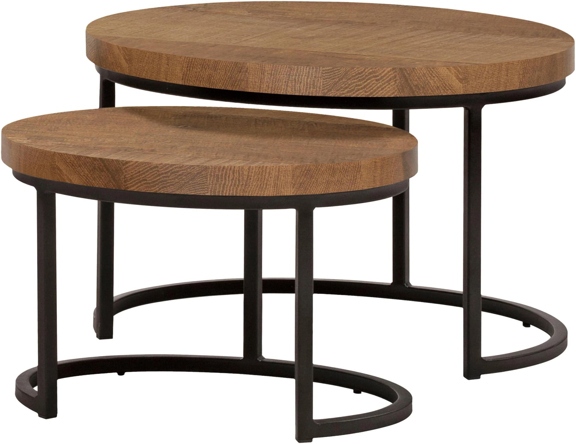 OMG DESIGN Couchtisch Rutger 2er Set Schwarz Old Teak Oval