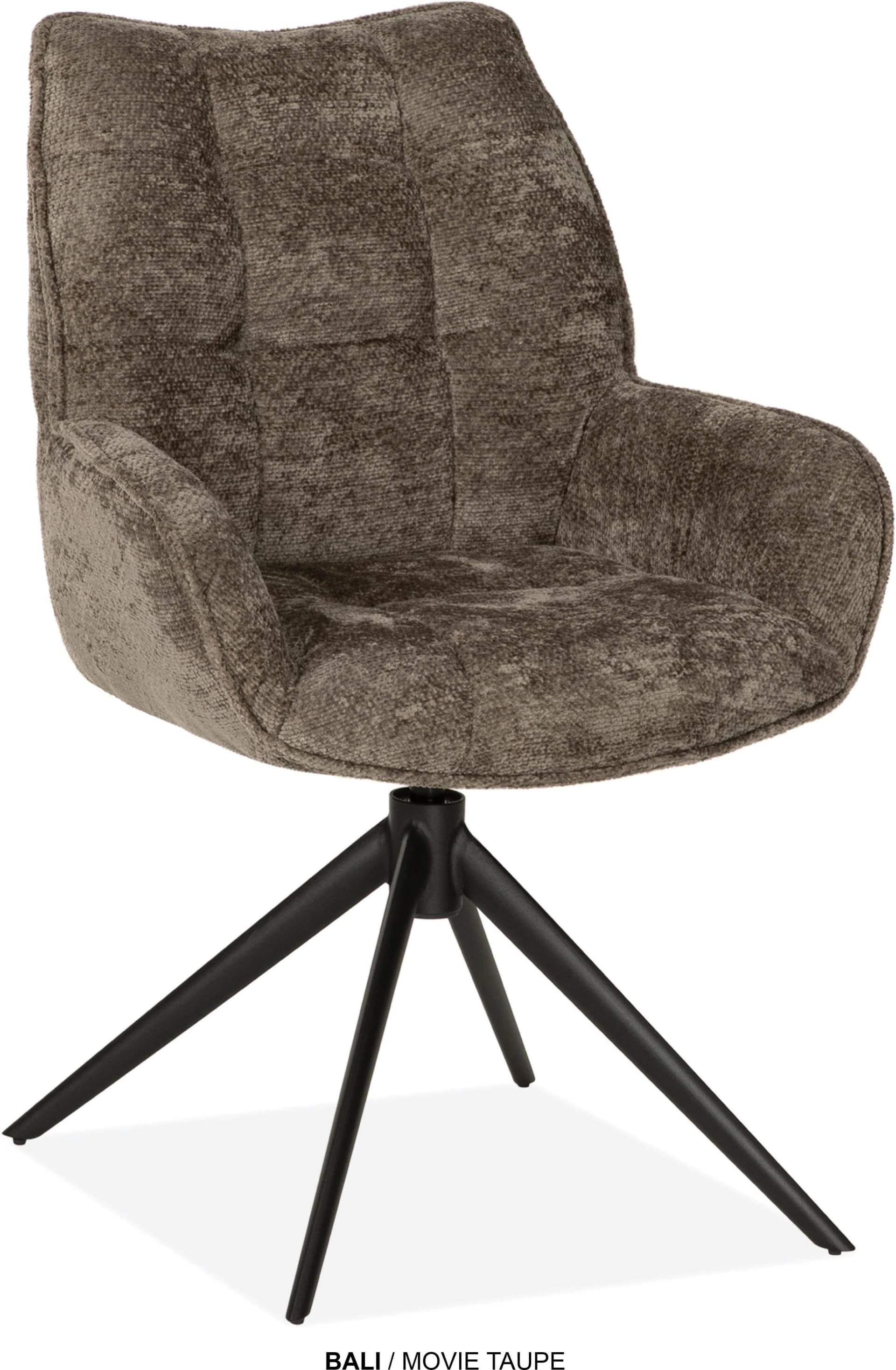 Esszimmerstuhl Bali Taupe Schwarz Drehstuhl mit Auto-Return und Armlehnen