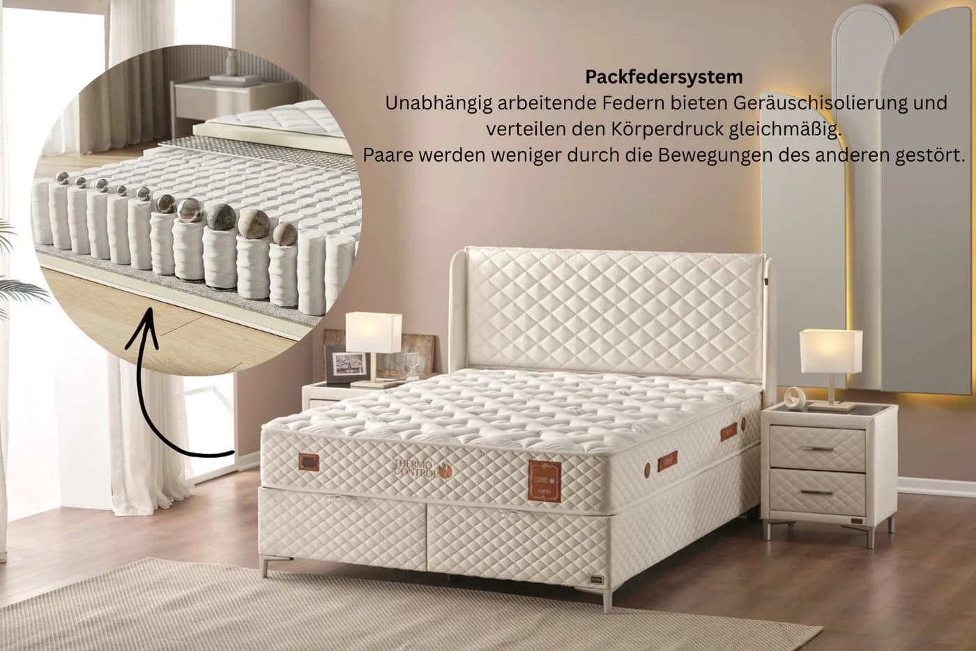 BAMBI YATAK Boxspringbett Bambi Thermo Control mit Bettkasten und Matratze H3 - Bild 5