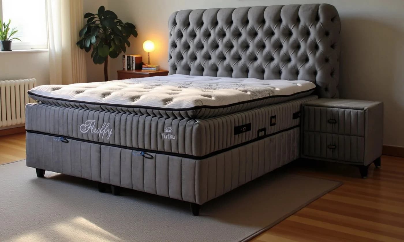 Pointhome Boxspringbett Set Fluffy Grau mit Bettkasten und Topper - Bild 2