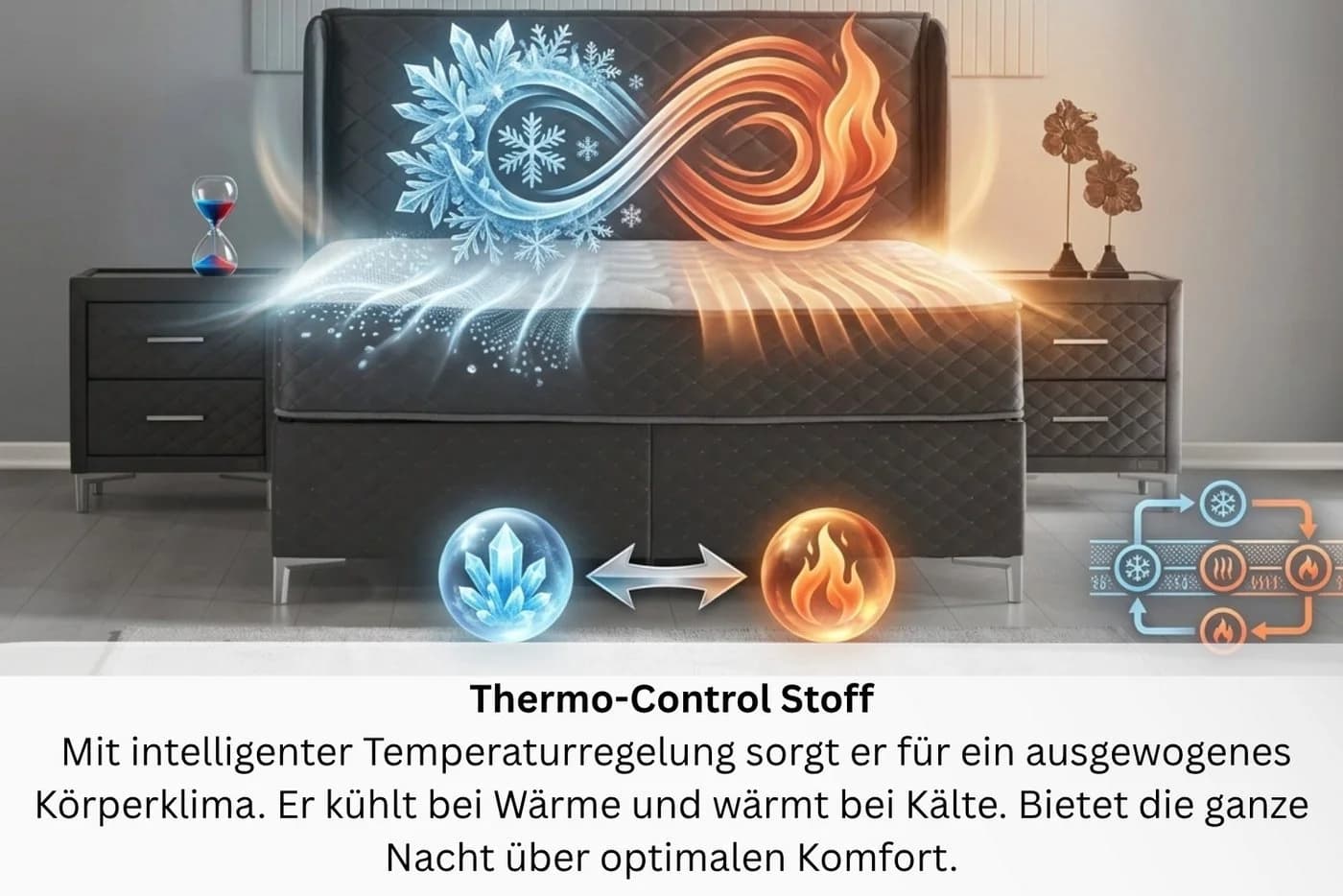 BAMBI YATAK Boxspringbett Set Thermo Control, Schlafzimmerbett, einseitige Matratze, H3 - Bild 3
