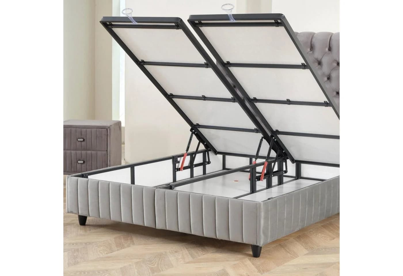 Pointhome Boxspringbett Grau mit Matratze H3 & Bettkasten - Bild 4