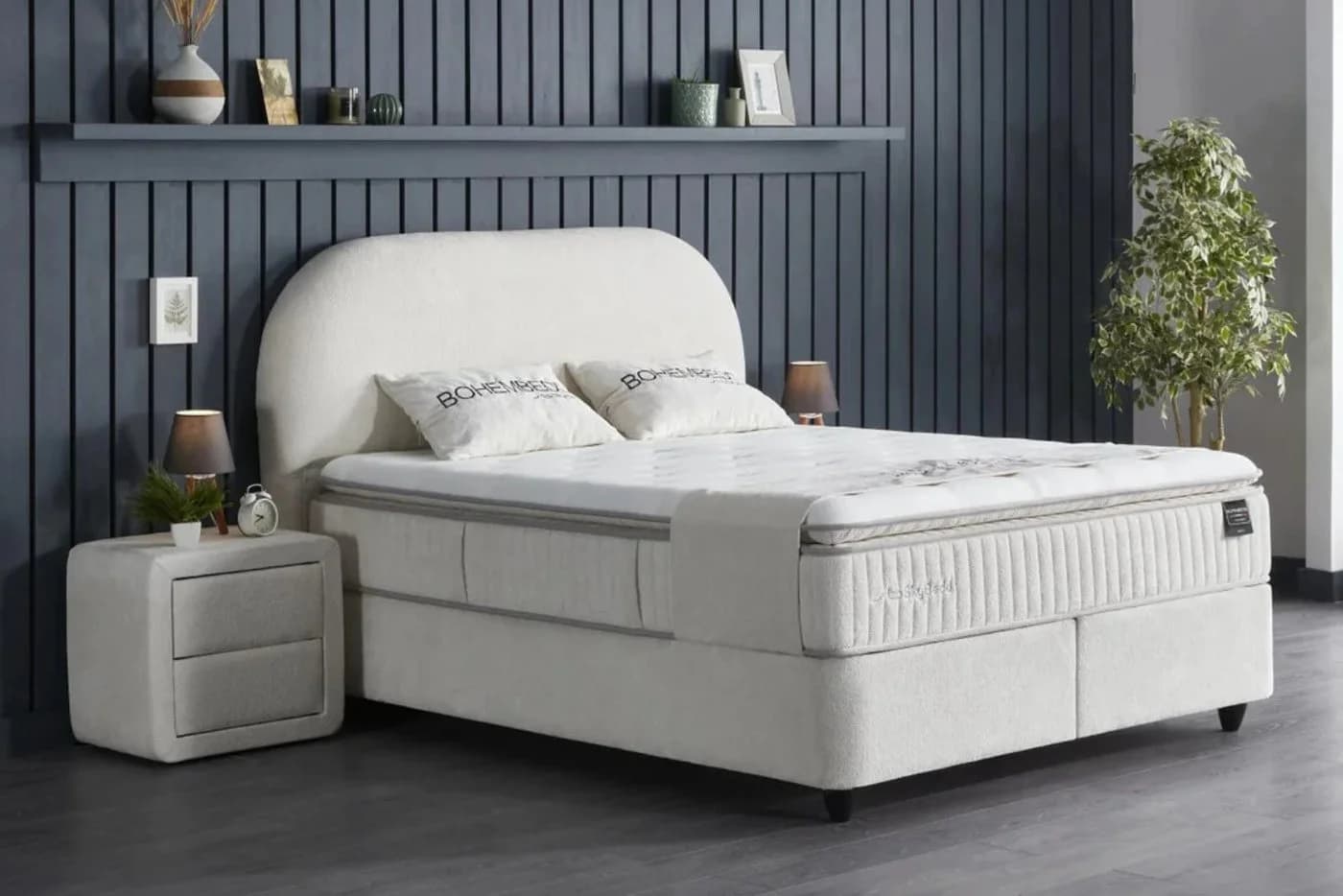 Pointhome Boxspringbett mit Bettkasten und Matratze Beige - Bild 2