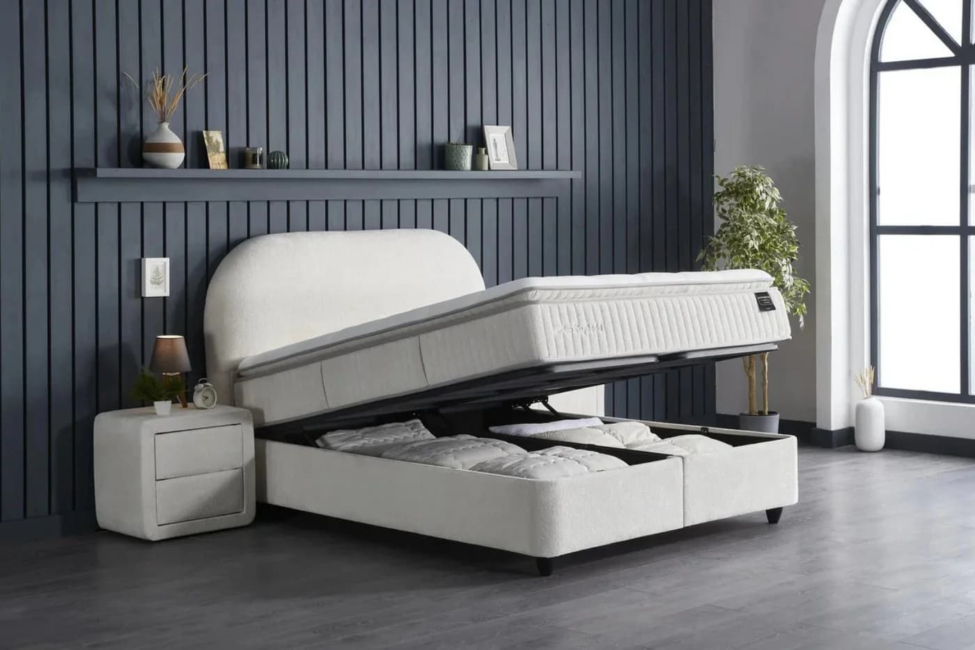 Pointhome Boxspringbett mit Bettkasten und Matratze Beige - Bild 3