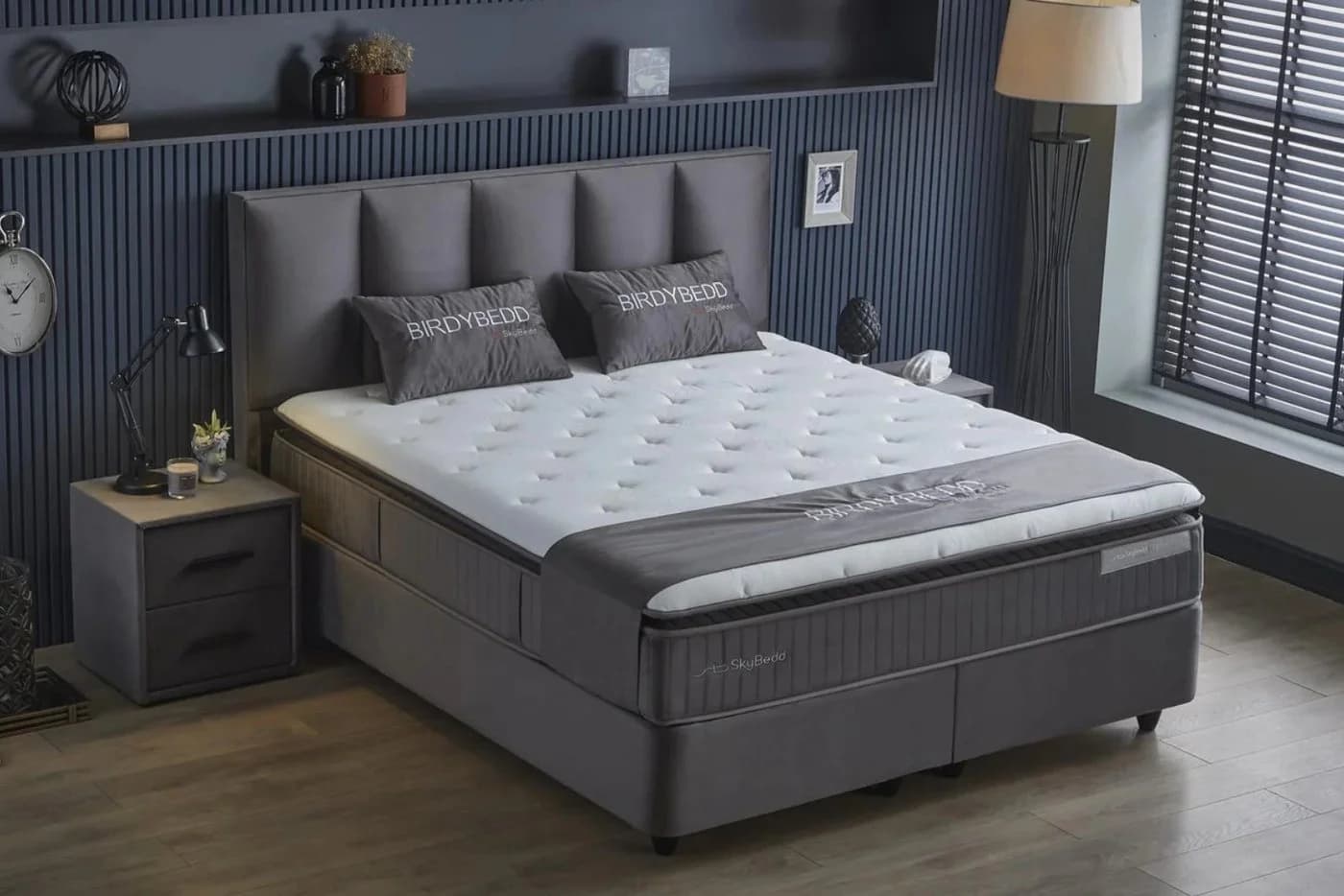 Pointhome Boxspringbett mit Bettkasten Grau