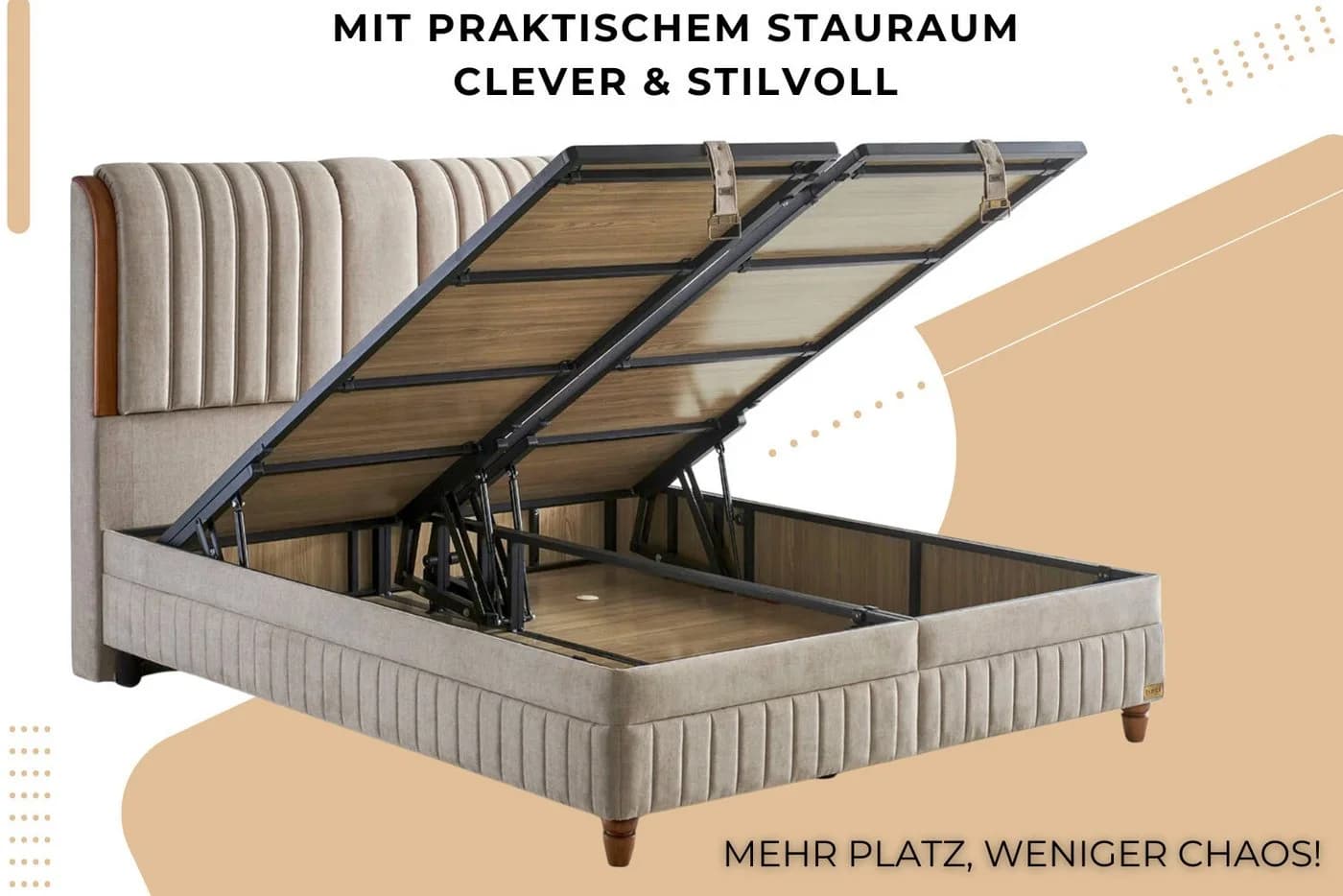 Pointhome Boxspringbett mit Bettkasten und Kapok Matratze - Bild 4