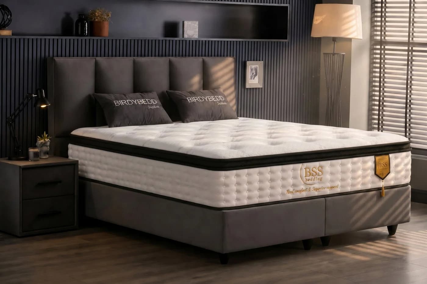 Pointhome Boxspringbett mit Bettkasten und Matratze Grau - Bild 2