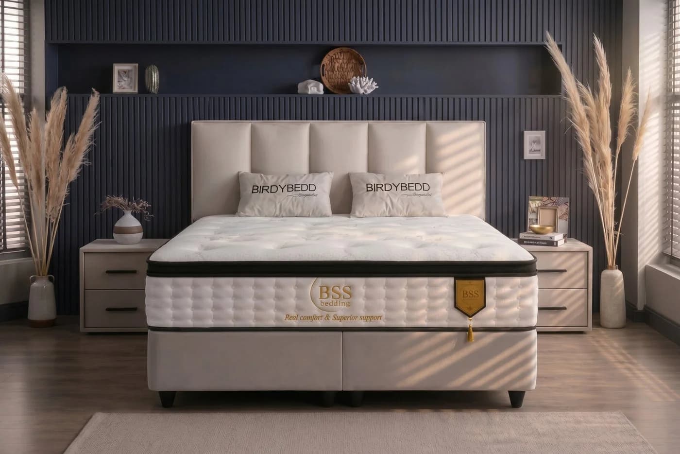 Pointhome Boxspringbett mit Bettkasten und Matratze Beige