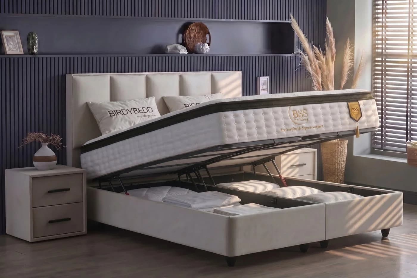 Pointhome Boxspringbett mit Bettkasten und Matratze Beige - Bild 3