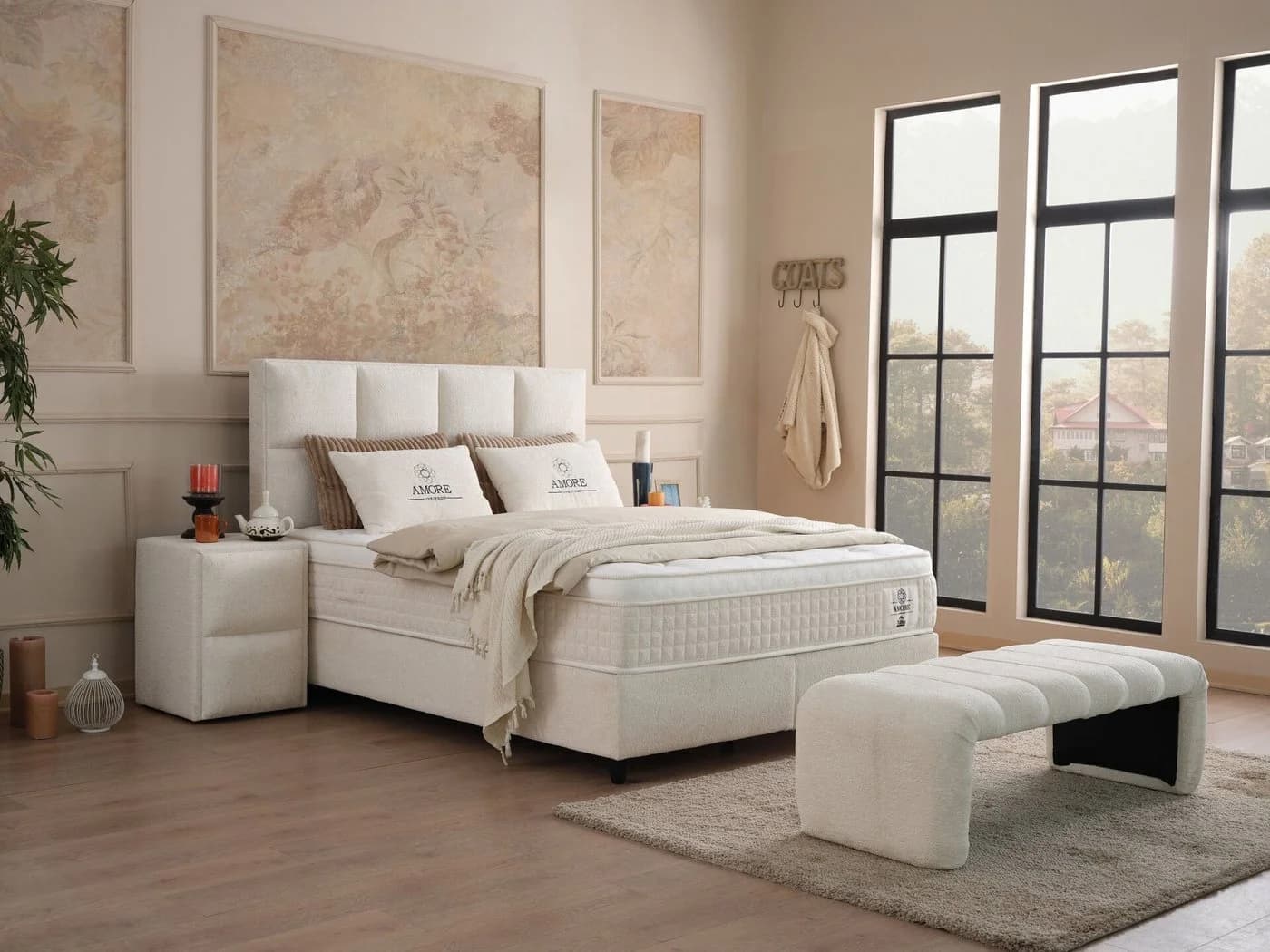 gowoll Boxspringbett 180x200 Beige mit Matratze und Bettkästen - Bild 2