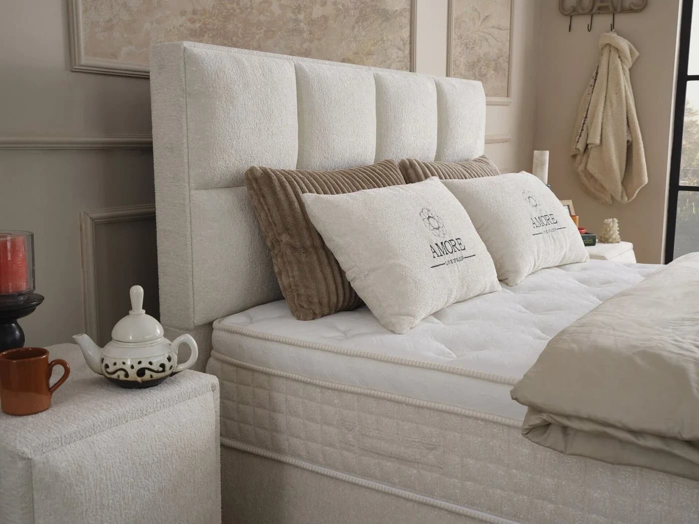 gowoll Boxspringbett 180x200 Beige mit Matratze und Bettkästen - Bild 3