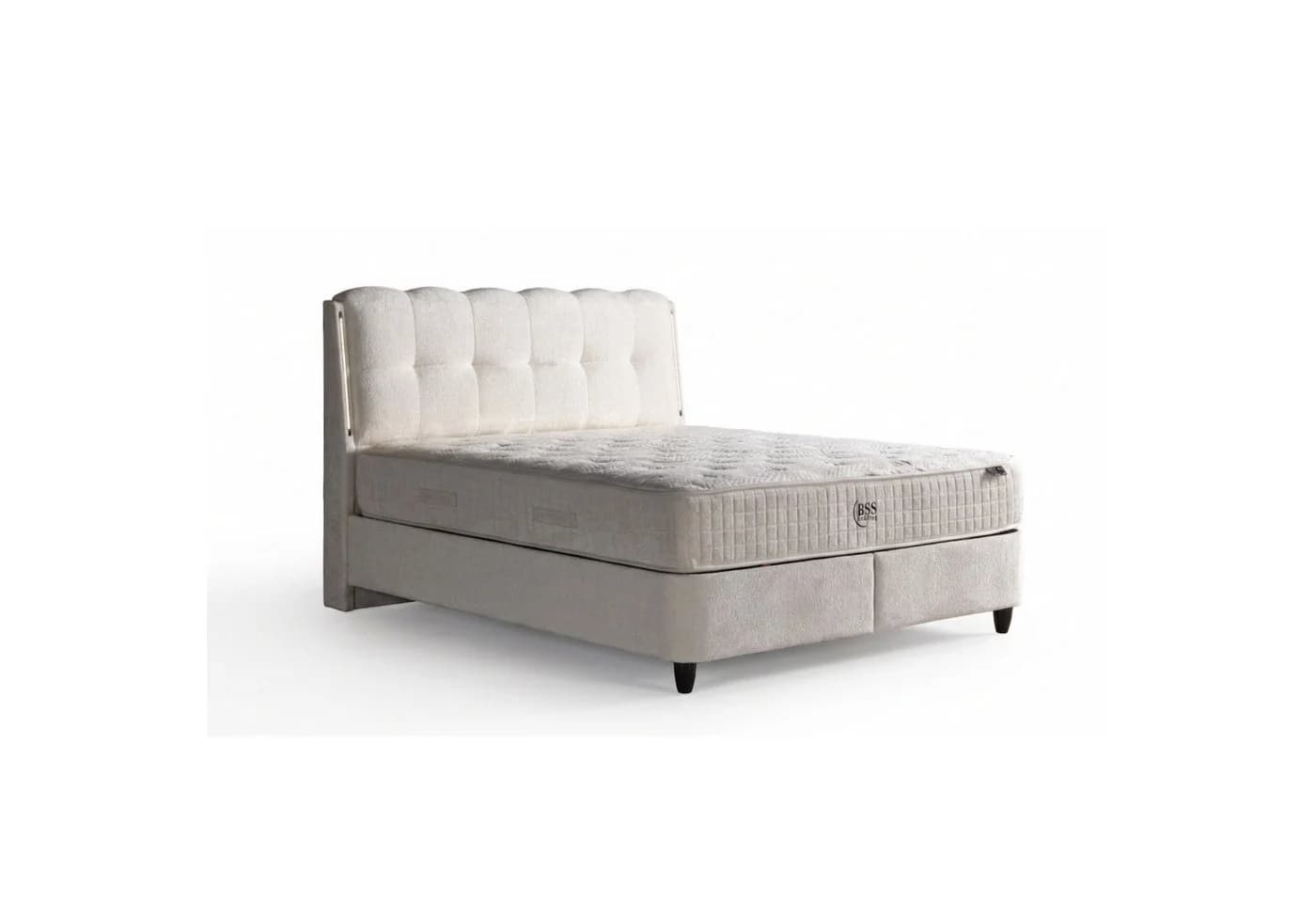 Gowoll Boxspringbett mit Matratze, LED & USB, Bettkasten Samt Greige - Bild 2