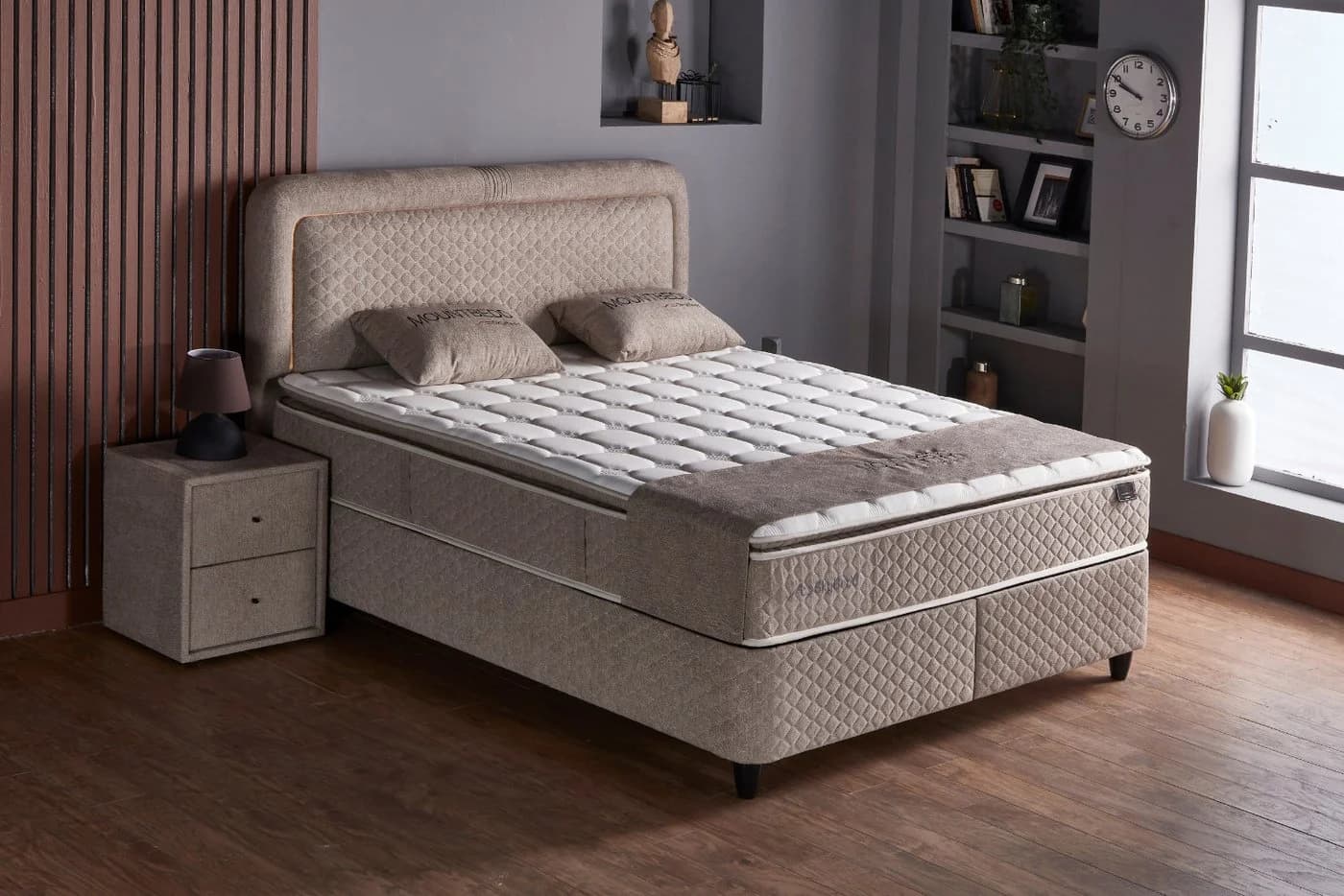 Pointhome Boxspringbett mit Matratze & Bettkasten LED