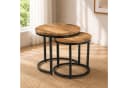 iAnanas Satztisch 2er Set Rund Massivmangoholz Industrial Design Beige/Schwarz Bild 1