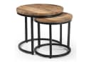 iAnanas Satztisch 2er Set Rund Massivmangoholz Industrial Design Beige/Schwarz Bild 2